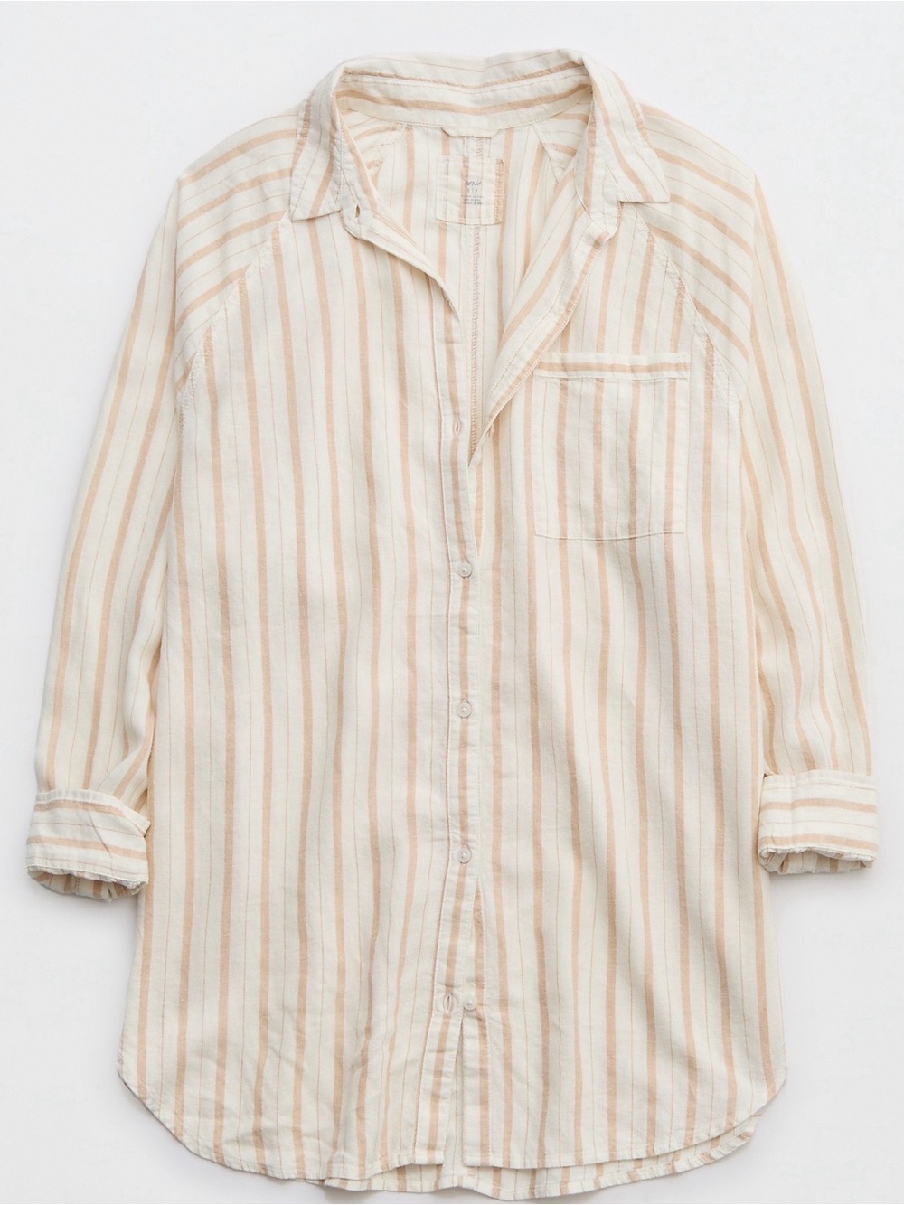 Aerie Linen Blend Coverup Shirt Size S Oversized White